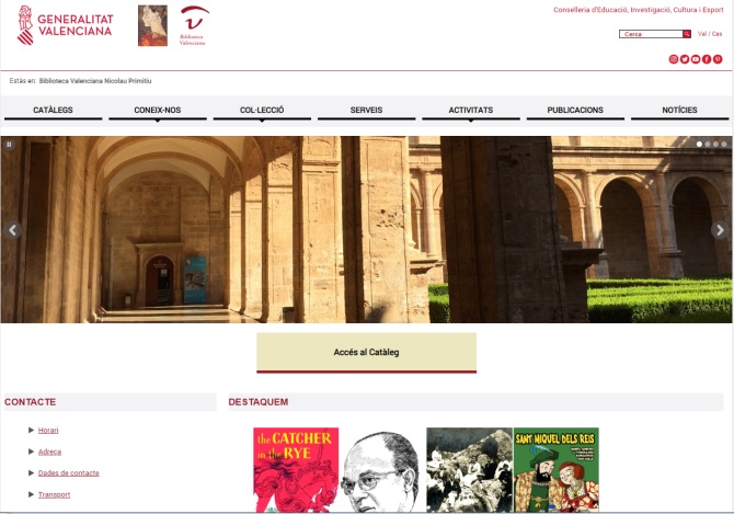 La Biblioteca Valenciana Nicolau Primitiu estrena una web més accessible