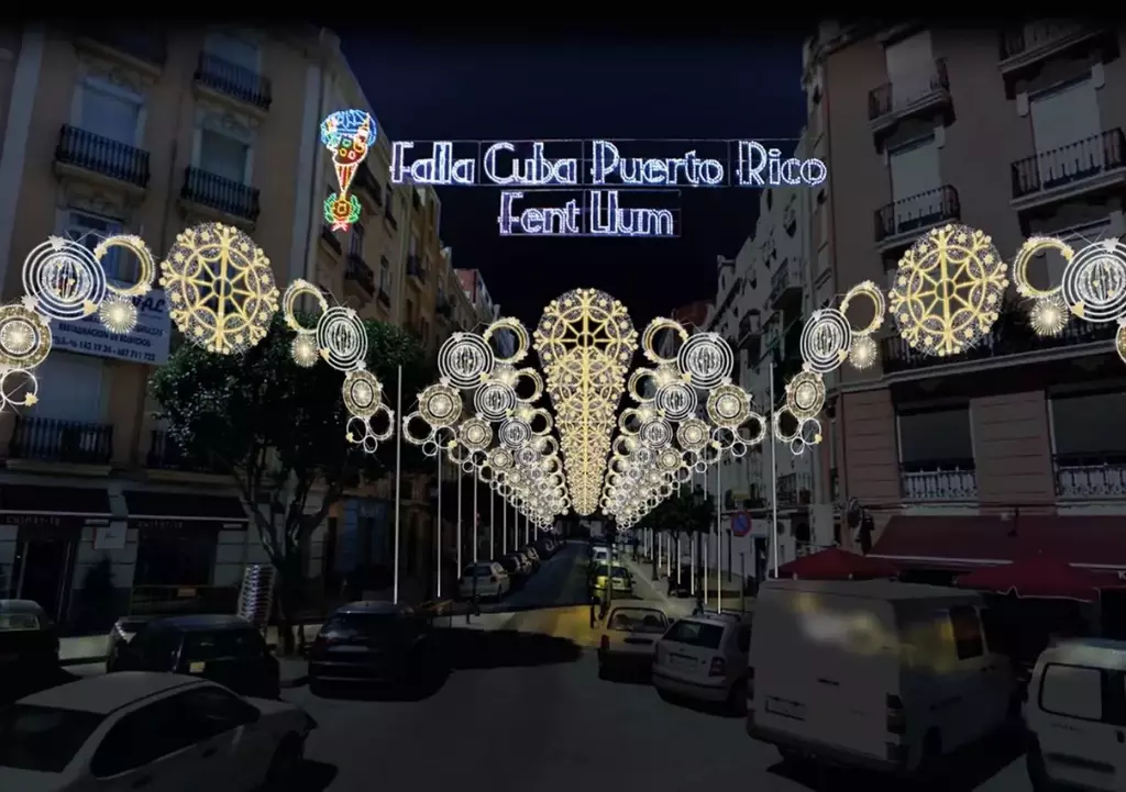 Cuba - Puerto Rico gana el 1.º premio de luces de Fallas 2022 2 2022 03 14 llums falla cuba puerto rico 1