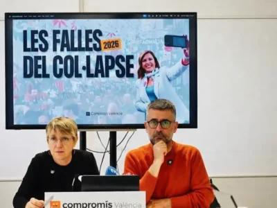 Papi Robles i Pere Fuset en la roda de premsa sobre el descontrol en les Falles de València / Papi Robles y Pere Fuset en la rueda de prensa sobre el descontrol en las Fallas de València