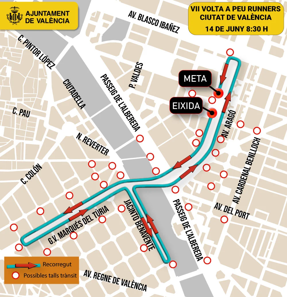VII Volta a Peu Runners Ciutat de València amb recorregut per Mestalla i Gran Via