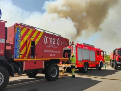 Incendi a El Saler amb efectius de bombers treballant en l'extinció