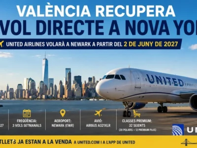 Airbus A321XLR de United Airlines, model que operarà la ruta directa entre València i Newark