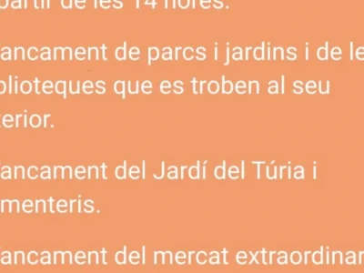 Gràfica de l’Ajuntament de València amb les mesures per l’alerta taronja de pluges