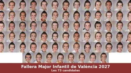 Collage amb les 73 candidates a Fallera Major Infantil de València 2027