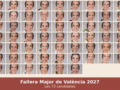 Collage amb les 73 candidates a Fallera Major de València 2027