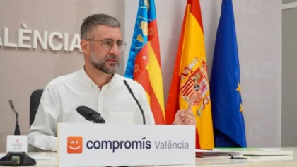 Pere Fuset en una roda de premsa a l’Ajuntament de València