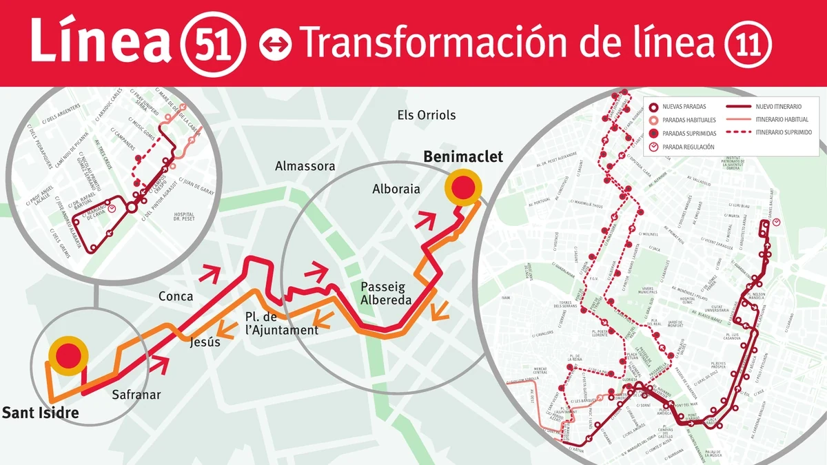 EMT rediseña las líneas 8, 10 y 11: así serán las nuevas 50, 51 y 58 5 emt valencia linia 51 transformacio 11