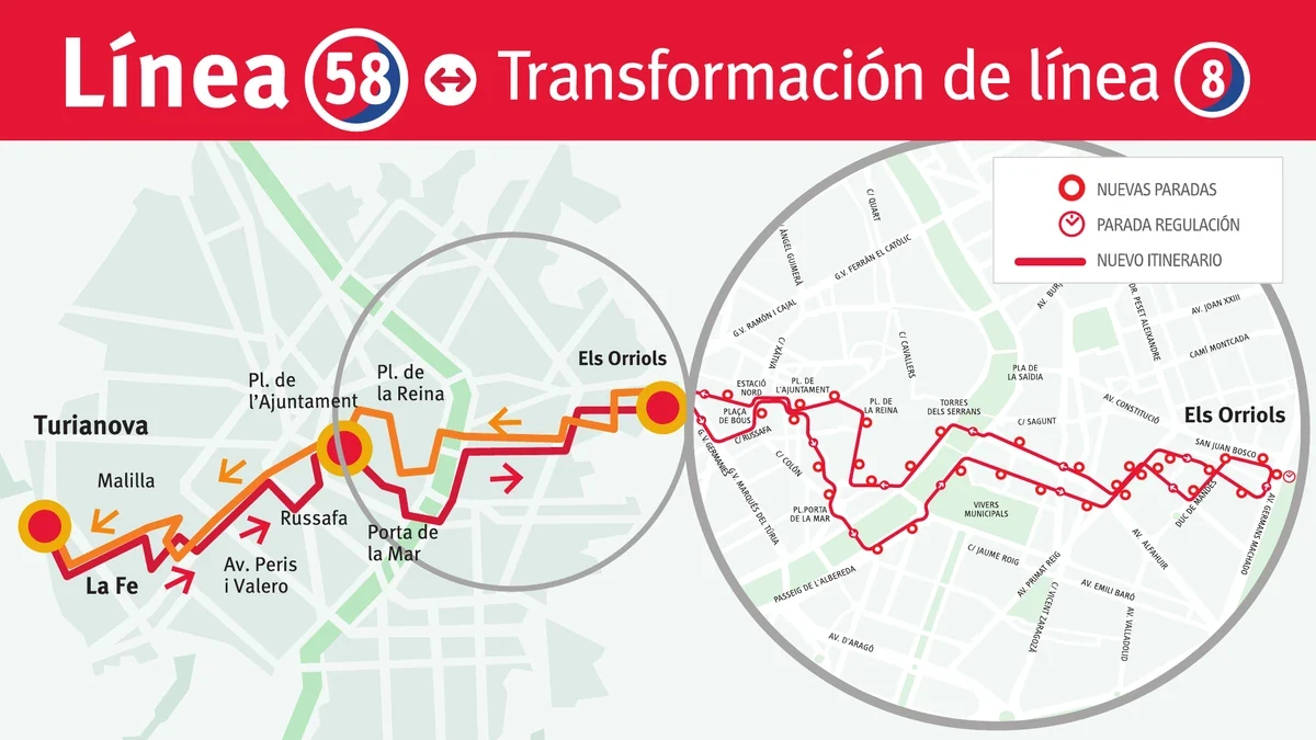 EMT rediseña las líneas 8, 10 y 11: así serán las nuevas 50, 51 y 58 3 emt valencia linia 58 transformacio 8