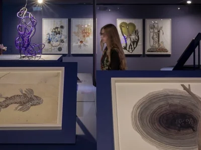 Vista de l’exposició de Melanie Smith a l’IVAM de València amb escultures i dibuixos d’animals
