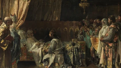 Últims moments de Jaume I en el quadre d’Ignasi Pinazo de 1881, propietat del Museu del Prado